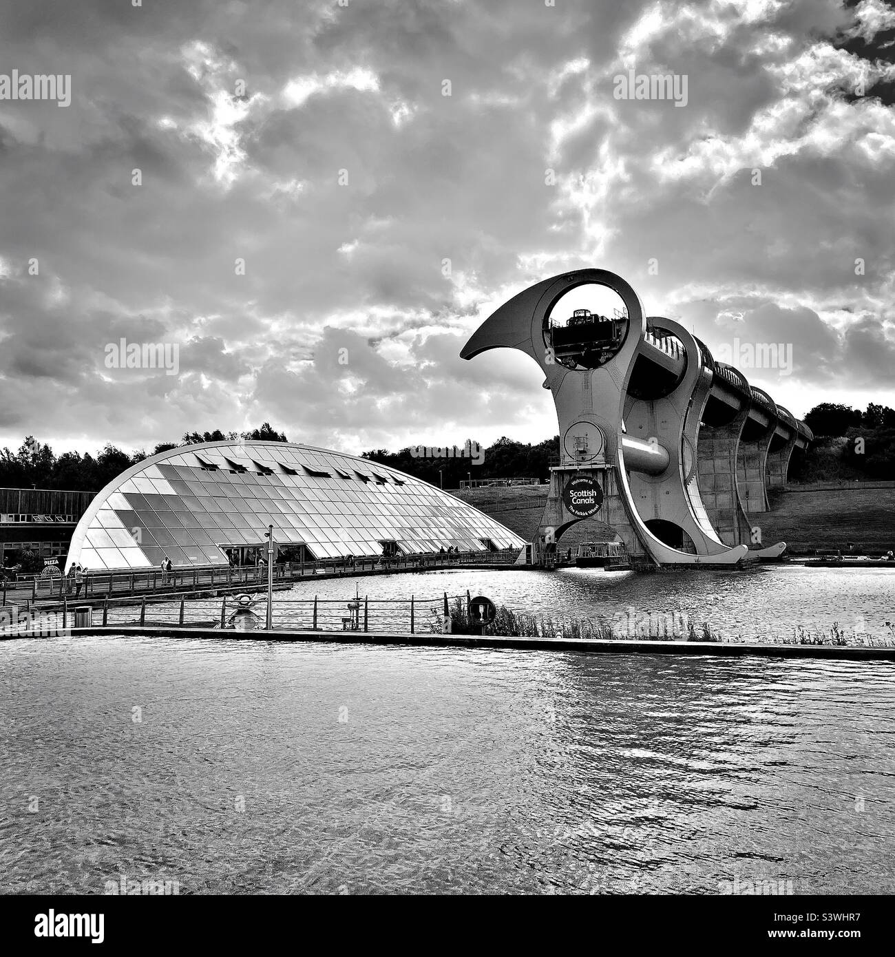 Falkirk Wheel and visitors centre Stock Photo Alamy