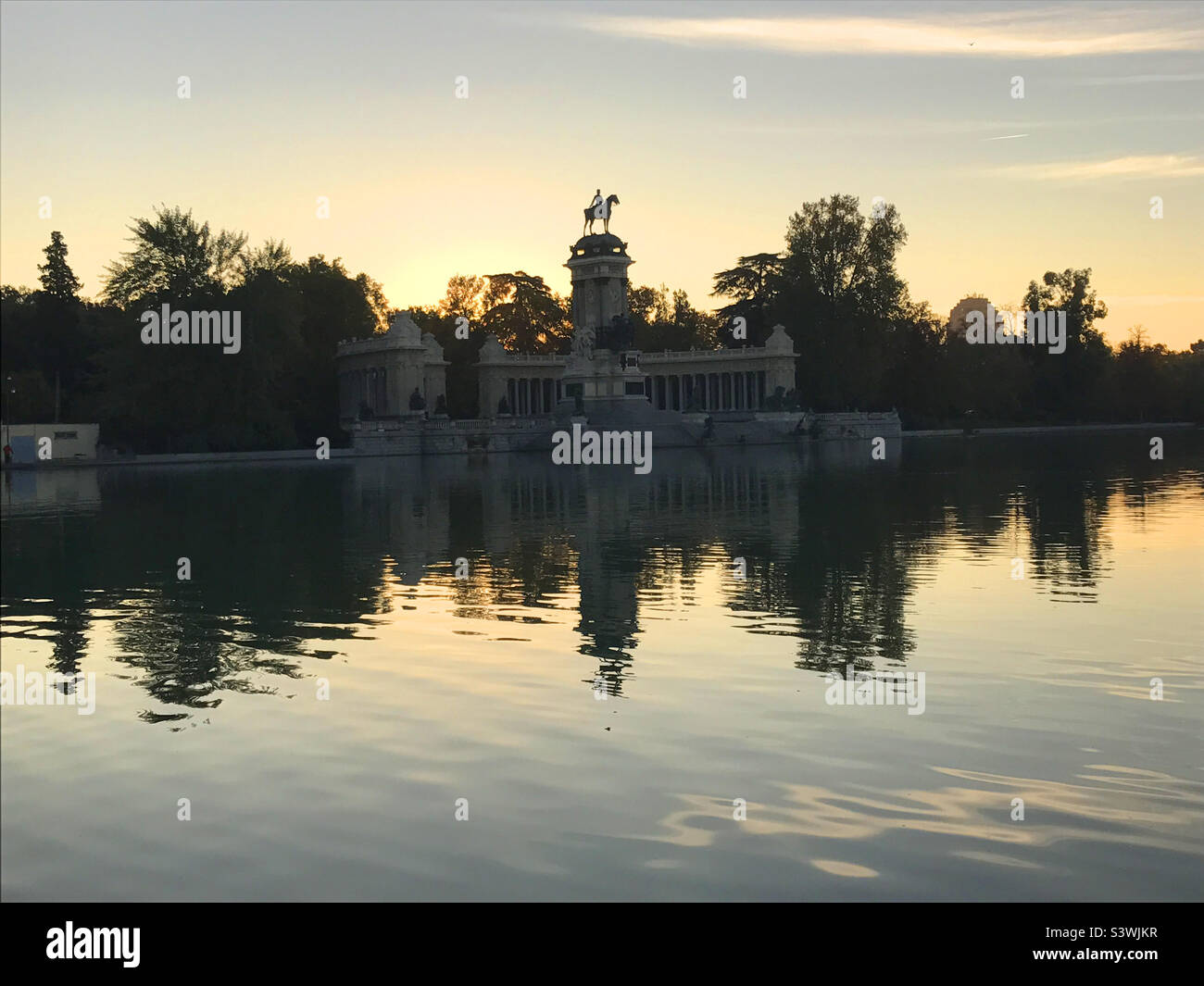 Pond at dawn. El Retiro Park, Madrid, Spain. - Smartphone Captured Stock Image