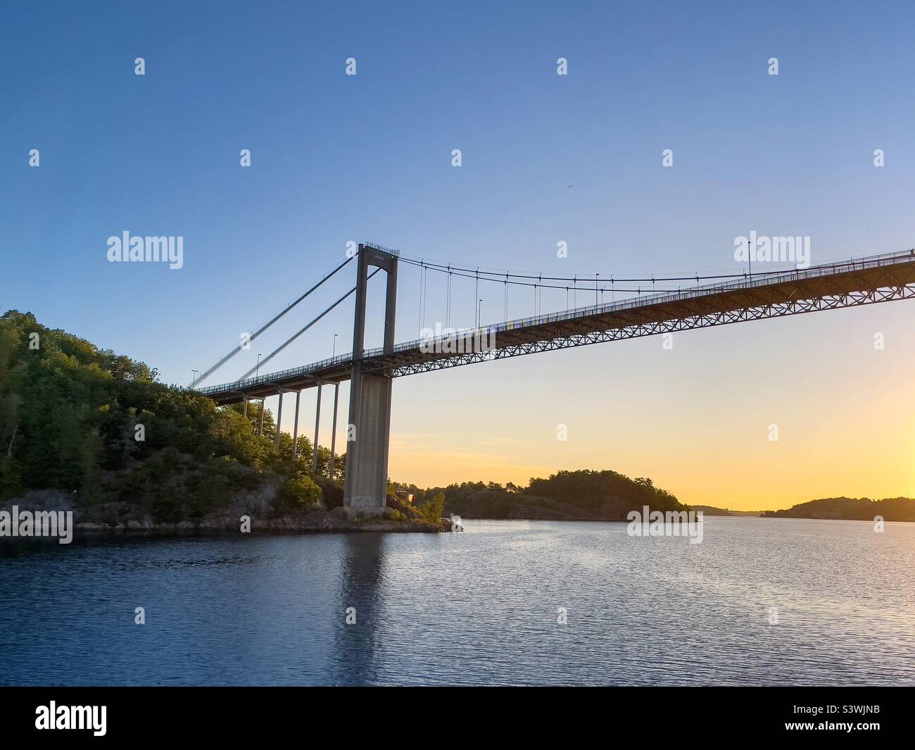 Bridge at sunrise in Arendal Norway. - Smartphone Captured Stock Image