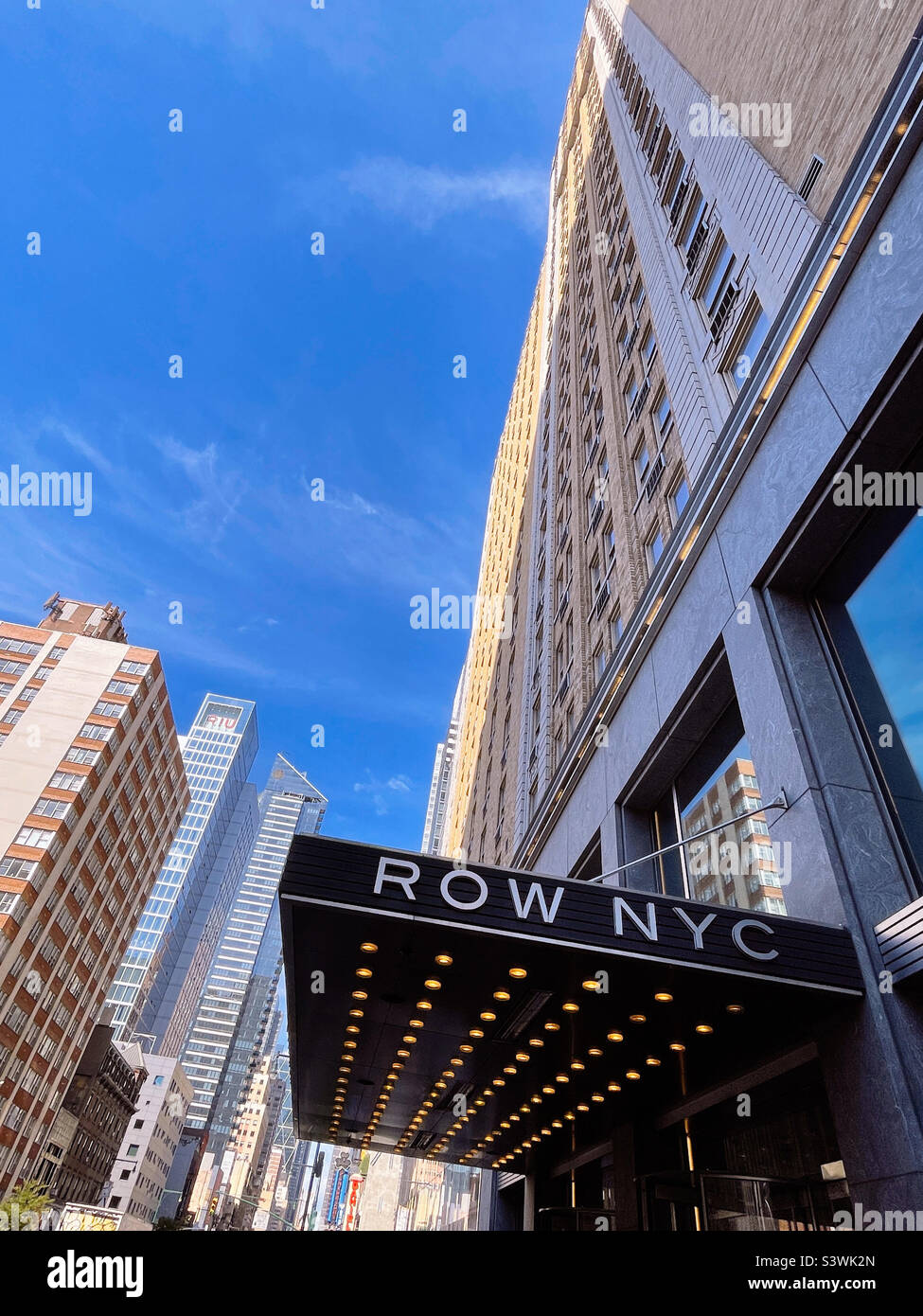 The Row hotel on 8th  Avenue is in the theater district and Times Square area, 2022, NYC, USA - Smartphone Captured Stock Image
