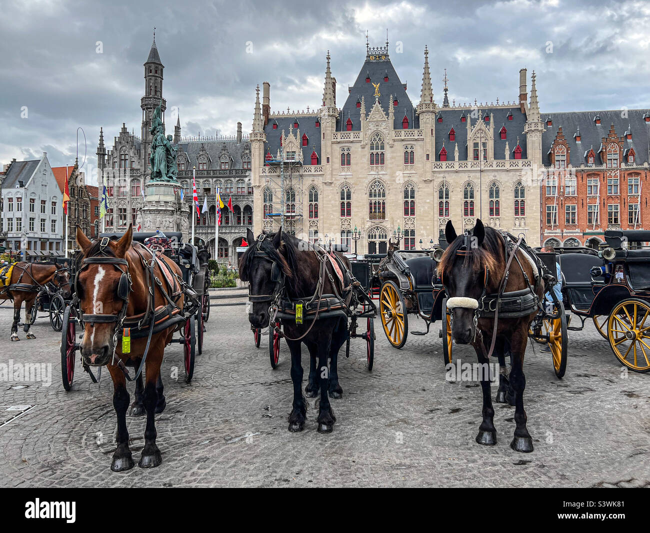 Horse and carts in Bruges - Smartphone Captured Stock Image