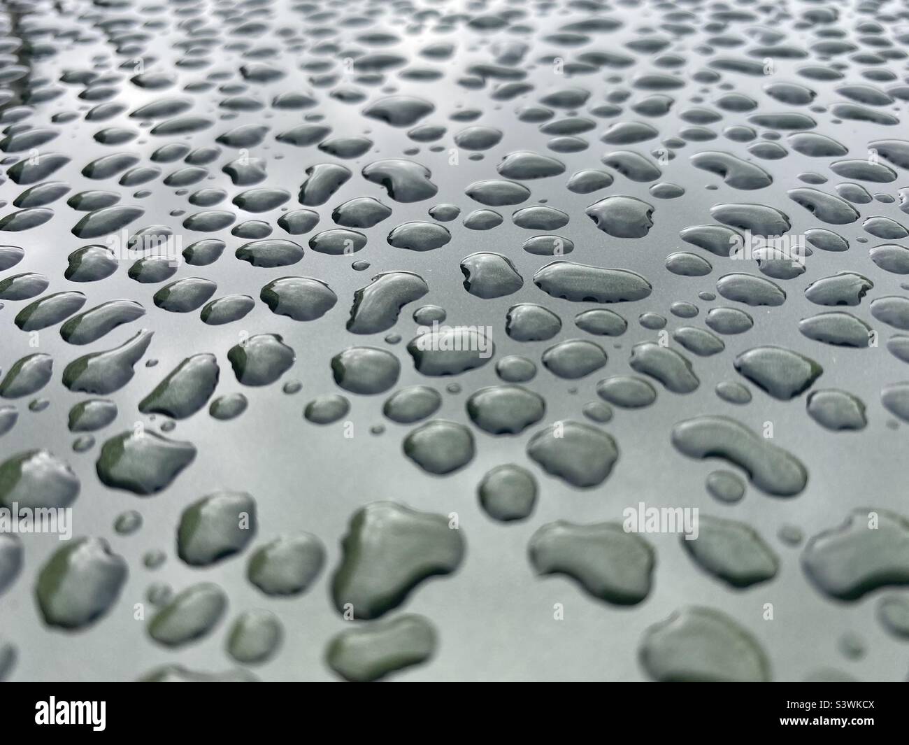 Rain Drops on a BMW - Smartphone Captured Stock Image