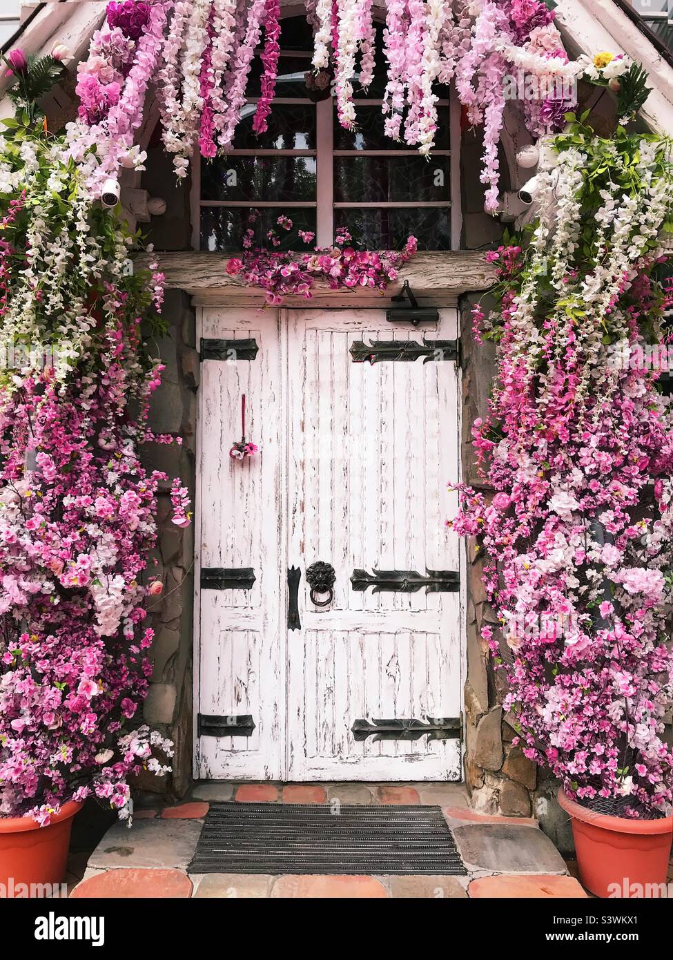 Floral decorated entrance - Smartphone Captured Stock Image