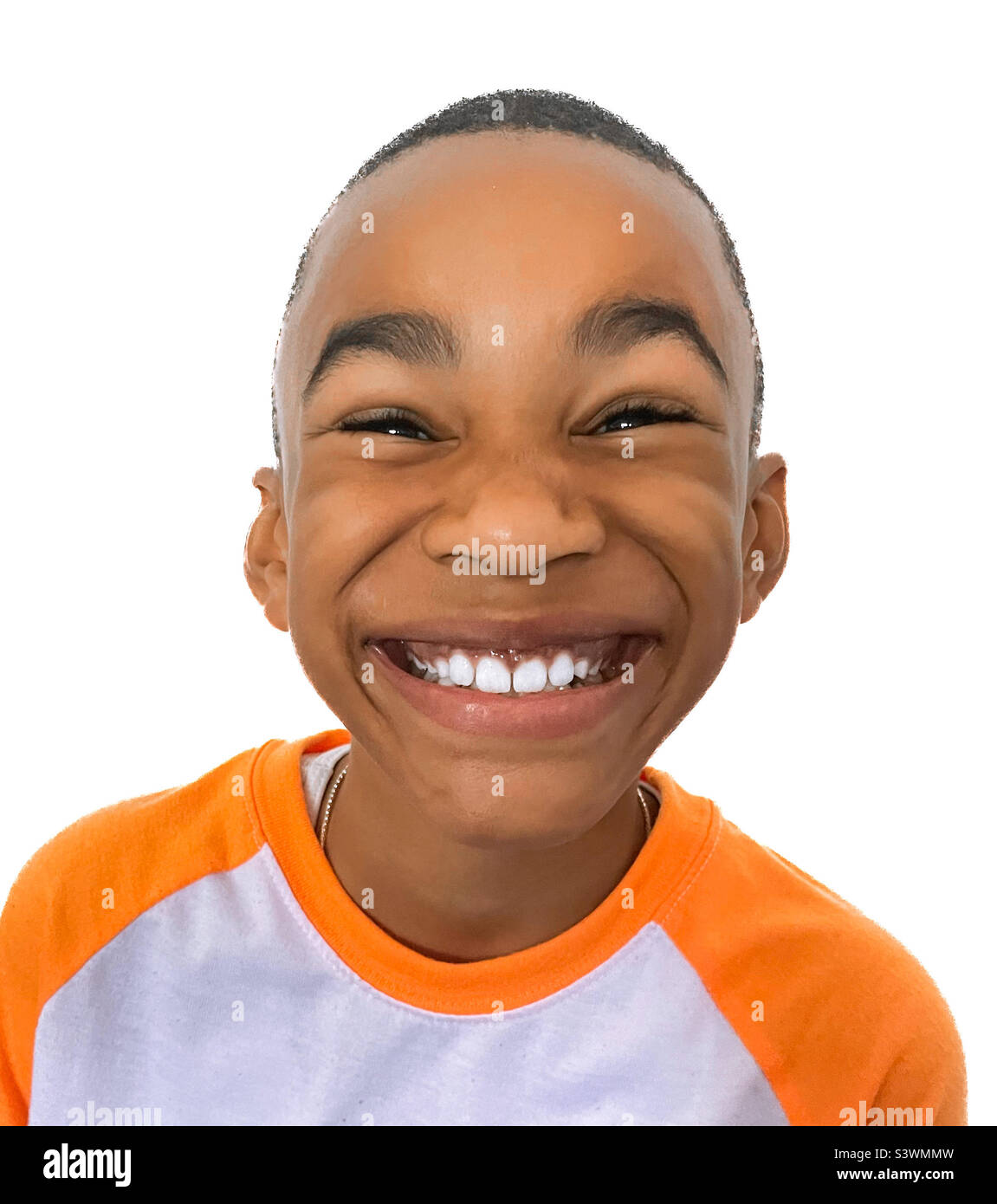 Young black male making a dramatic, excited facial expression. Stock Photo
