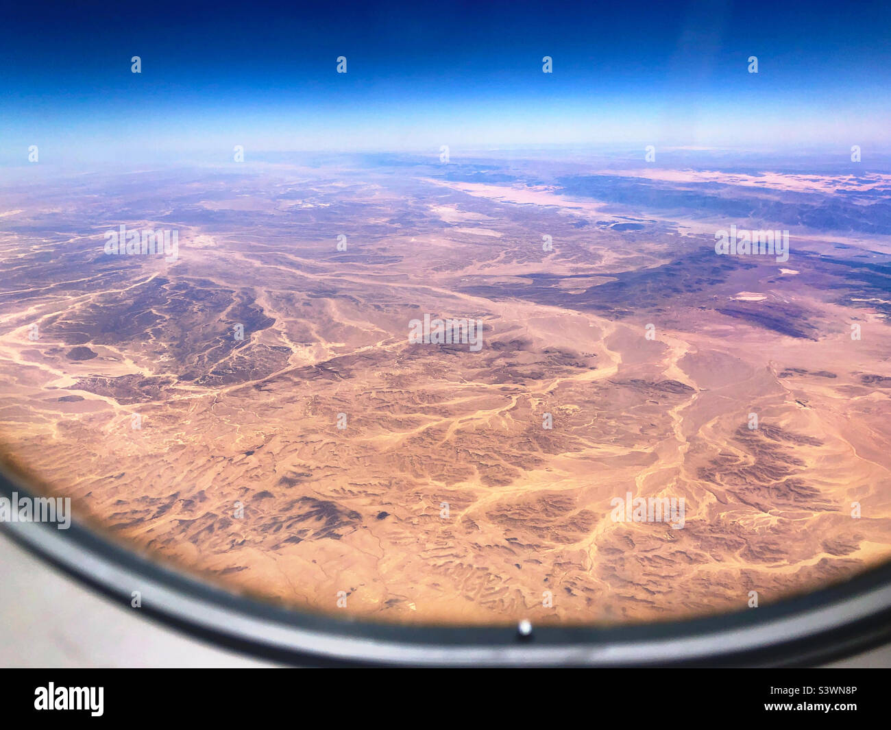 Aerial view of the South Sinai Desert in the Sinai Peninsula of Egypt  close to Taba Residential Settlements. Stock Photo