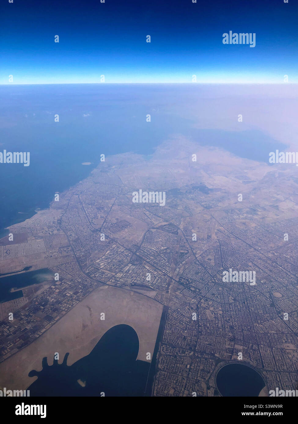 Aerial view of Dammam, Saudi Arabia on the Persian Gulf Stock Photo