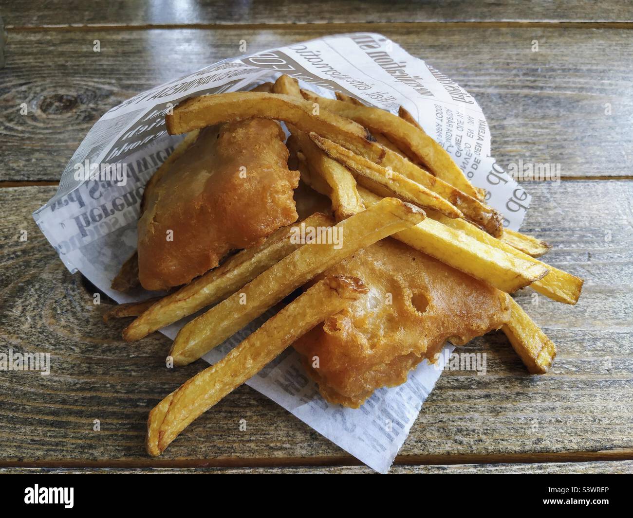 Fish and chips. Typical from United Kingdom. Stock Photo