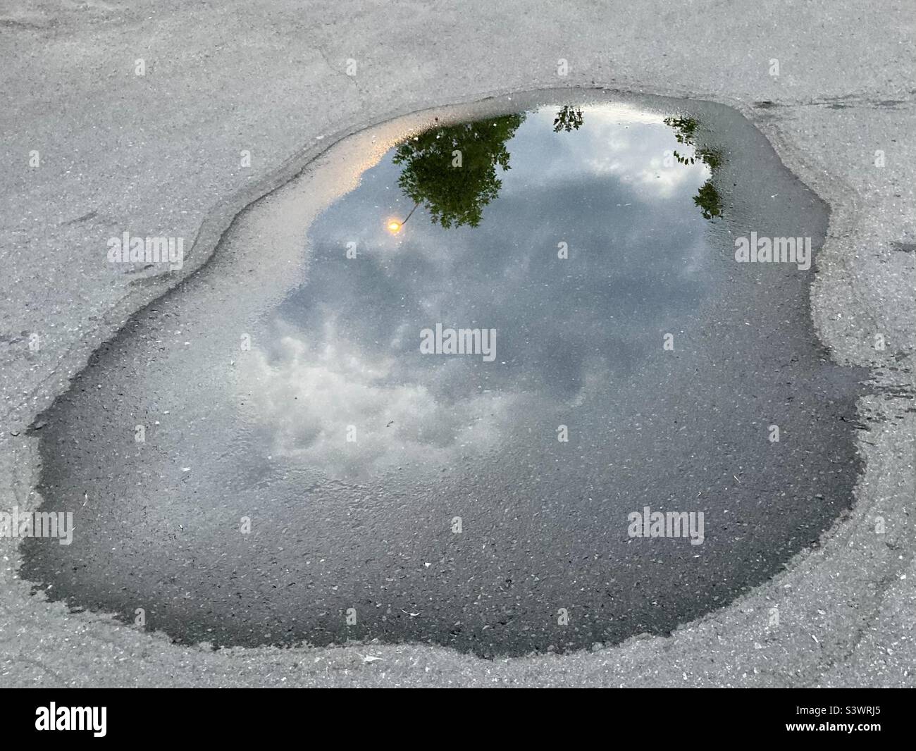 Mirrored reflection from a puddle. - Smartphone Captured Stock Image