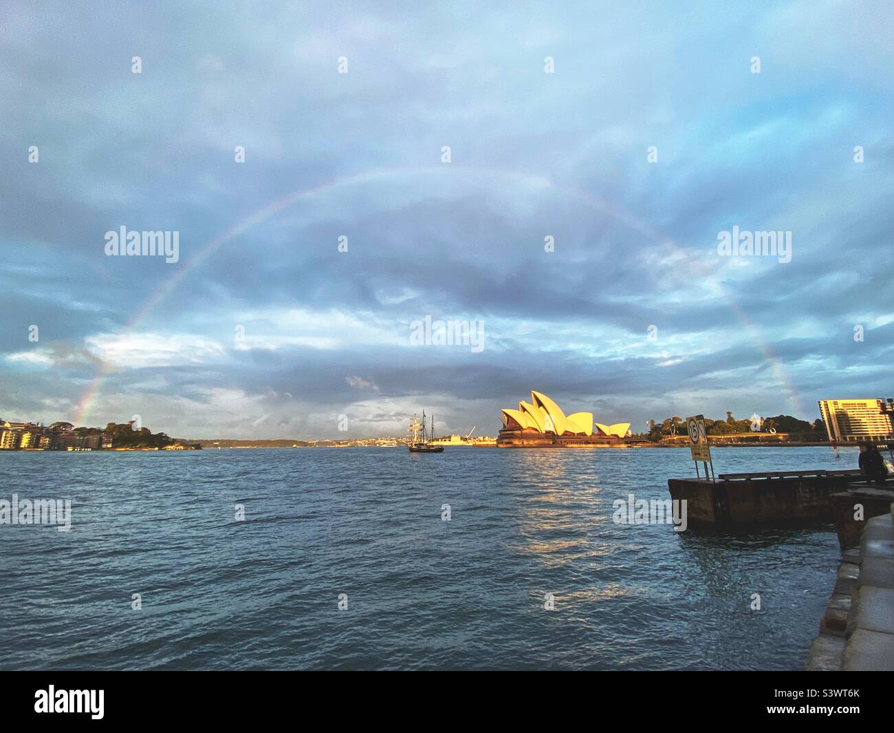 Rainbow above the Sydney Opera House, Australia - Smartphone Captured Stock Image