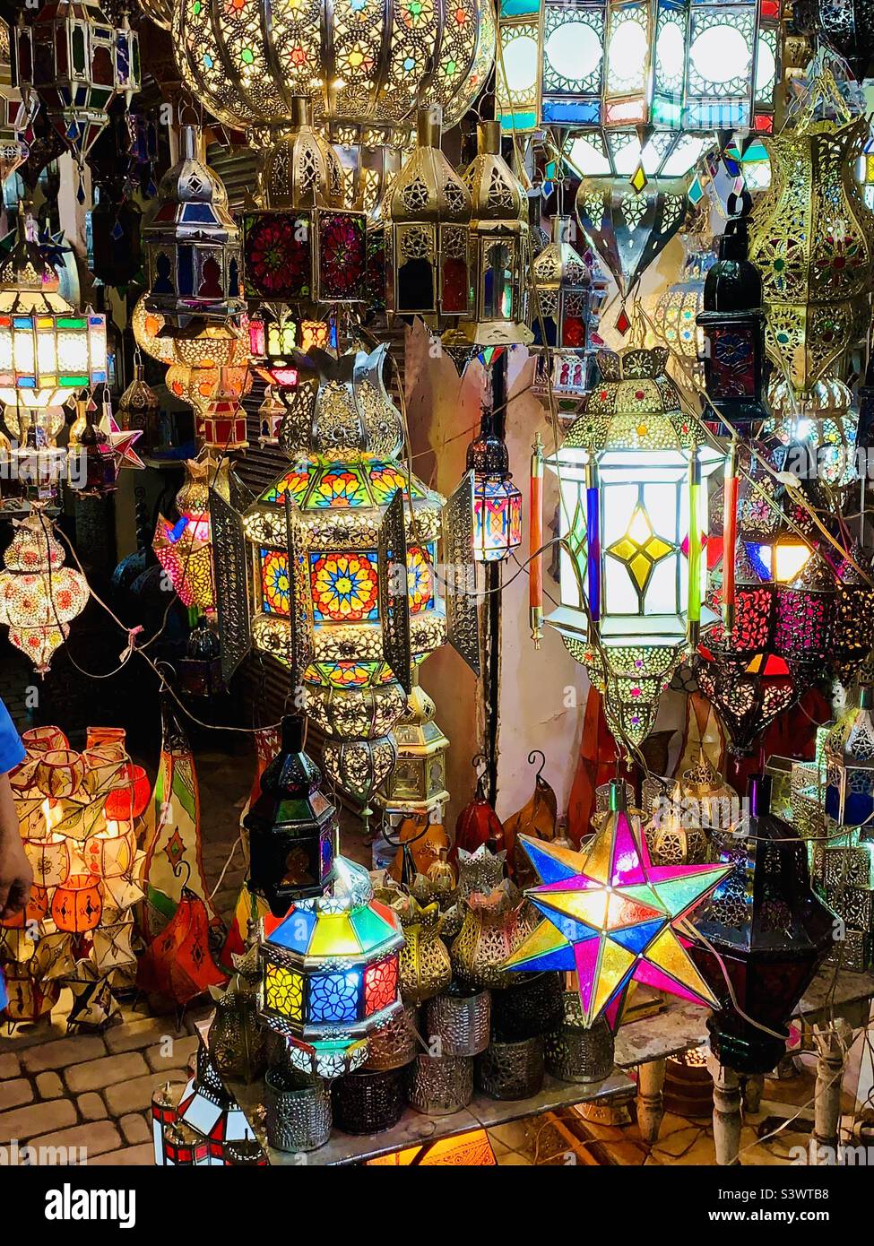 Photo Souk Colourful lighting on sale in the Souks, Marrakesh, Morocco, North ...