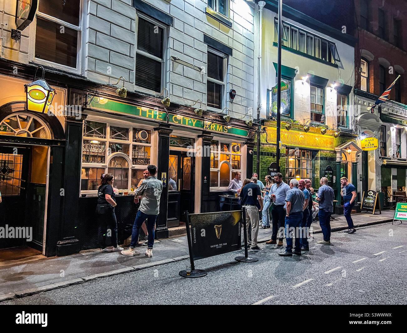 The City Arms traditional pub on Kennedy Street in Manchester City centre on a Saturday night