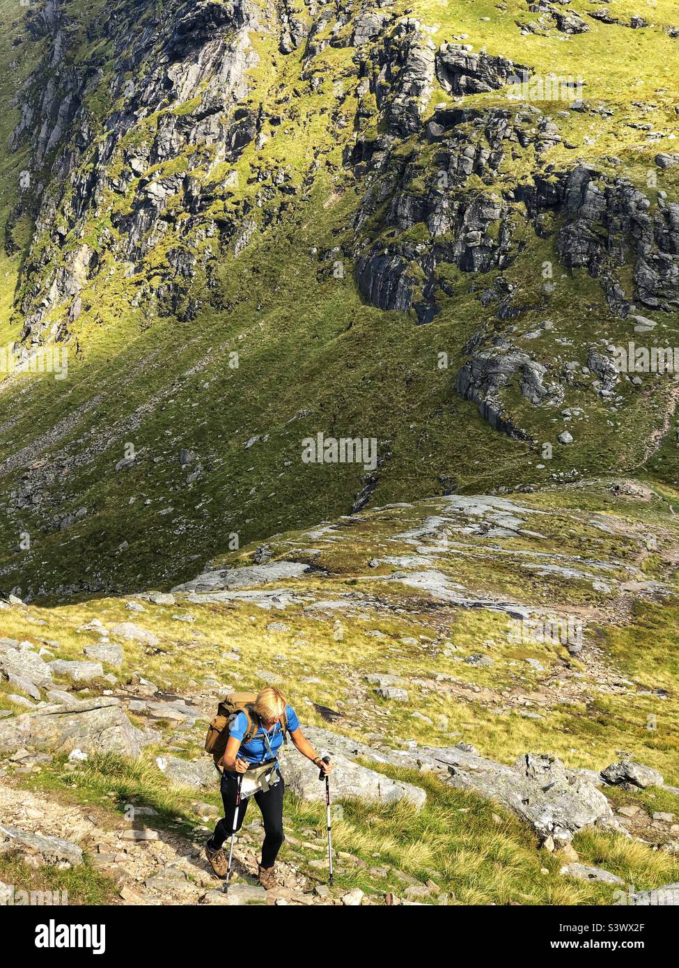 Walker on the slopes of Beinn Dorain, Scotland - Smartphone Captured Stock Image