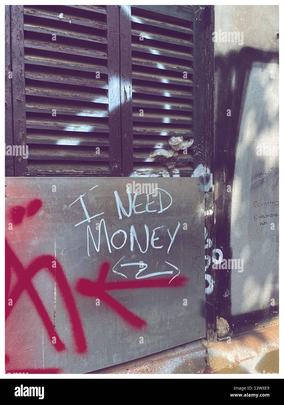 I need money graffiti, Stock Photo