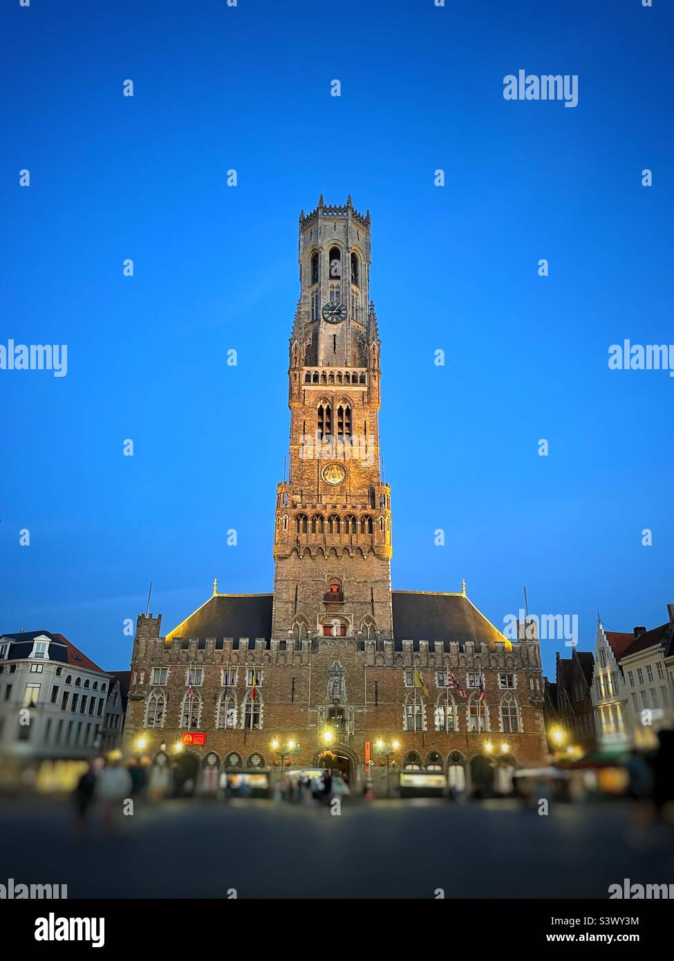 The Bell Tower, Bruges, Belgium, dusk in August. - Smartphone Captured Stock Image