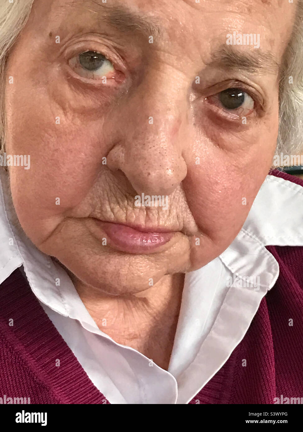 Portrait of old lady. Close view. - Smartphone Captured Stock Image