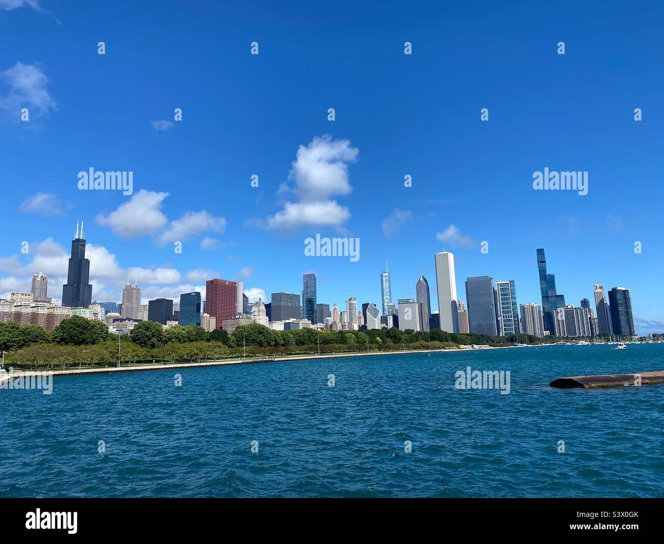 Chicago skyline from the river front - Smartphone Captured Stock Image