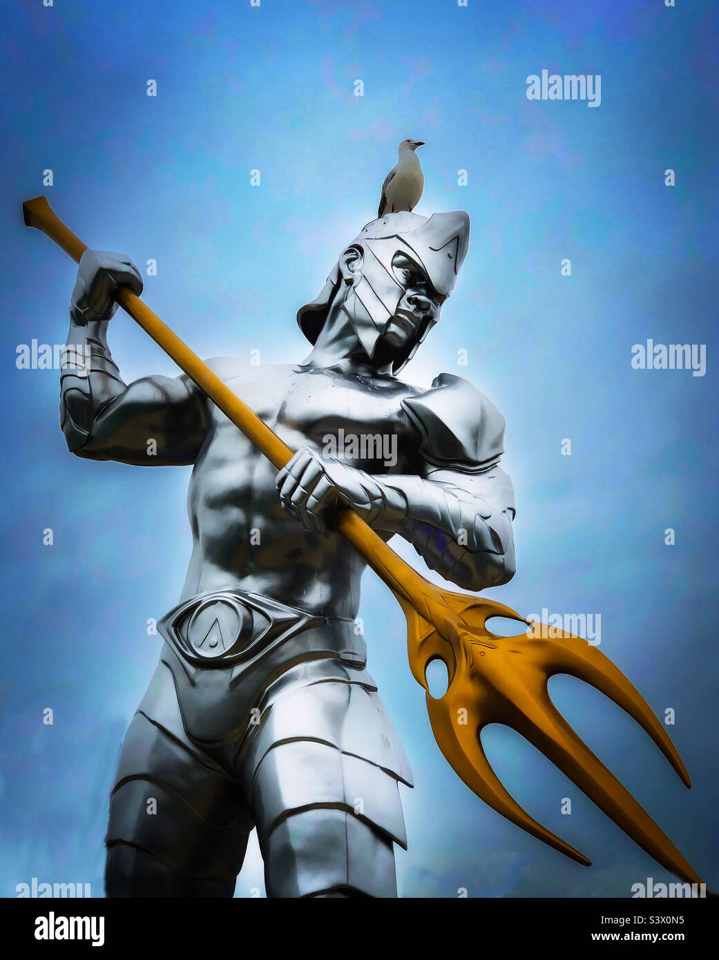 The Mighty Poseidon and a Seagull - Smartphone Captured Stock Image