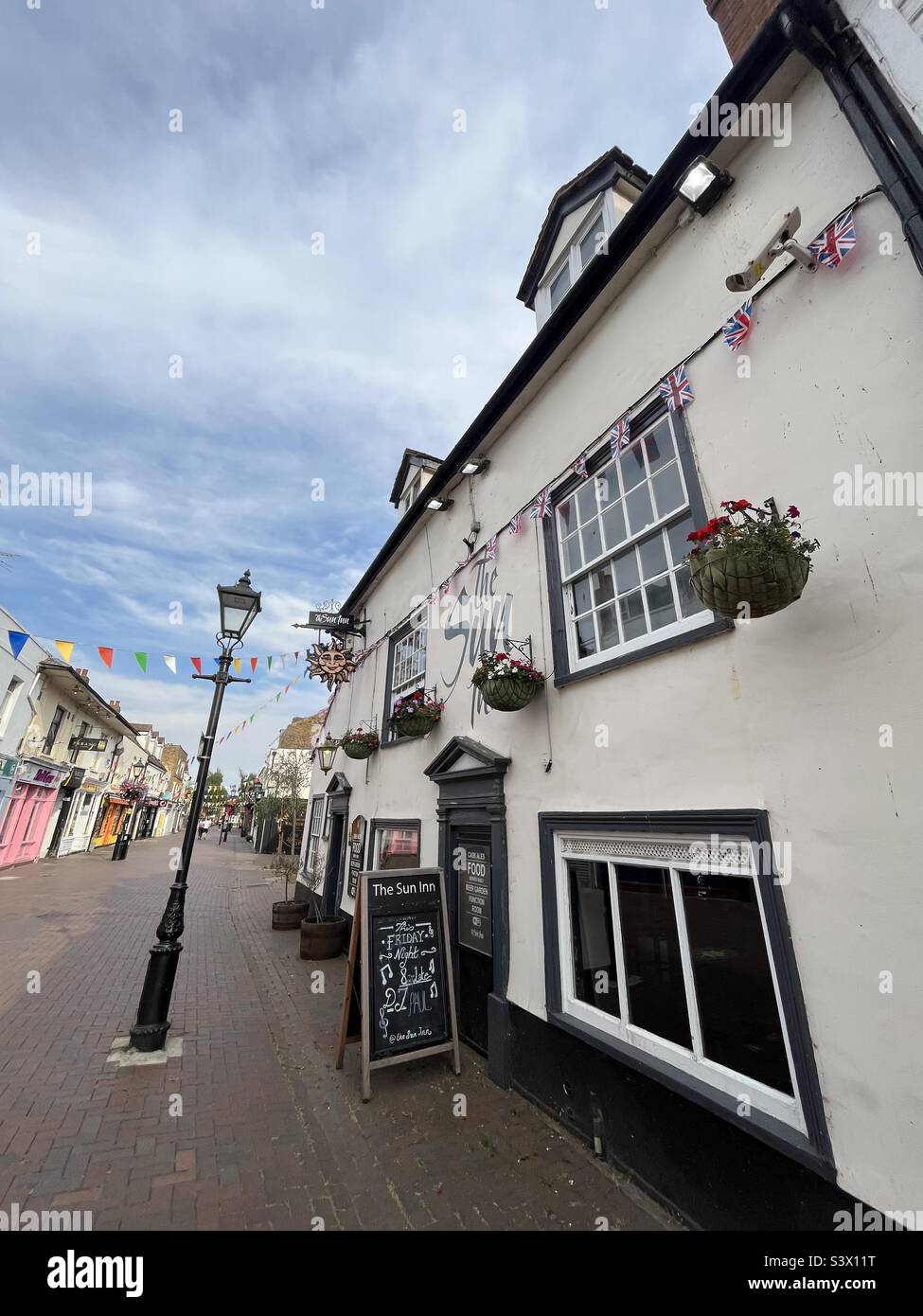 The Sun public house and Waltham Abbey street - Smartphone Captured Stock Image