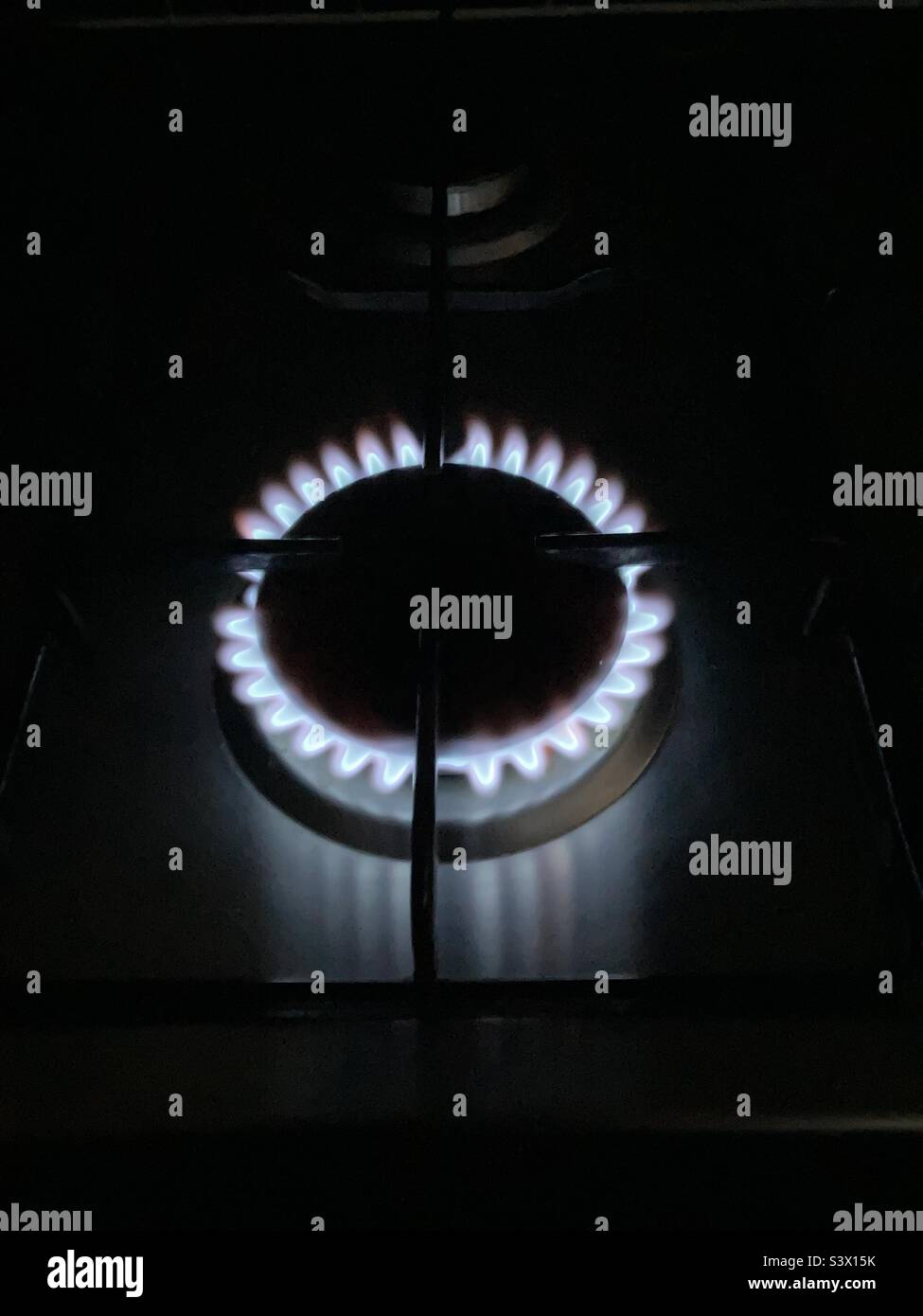 Gas hob in darkness Stock Photo Alamy