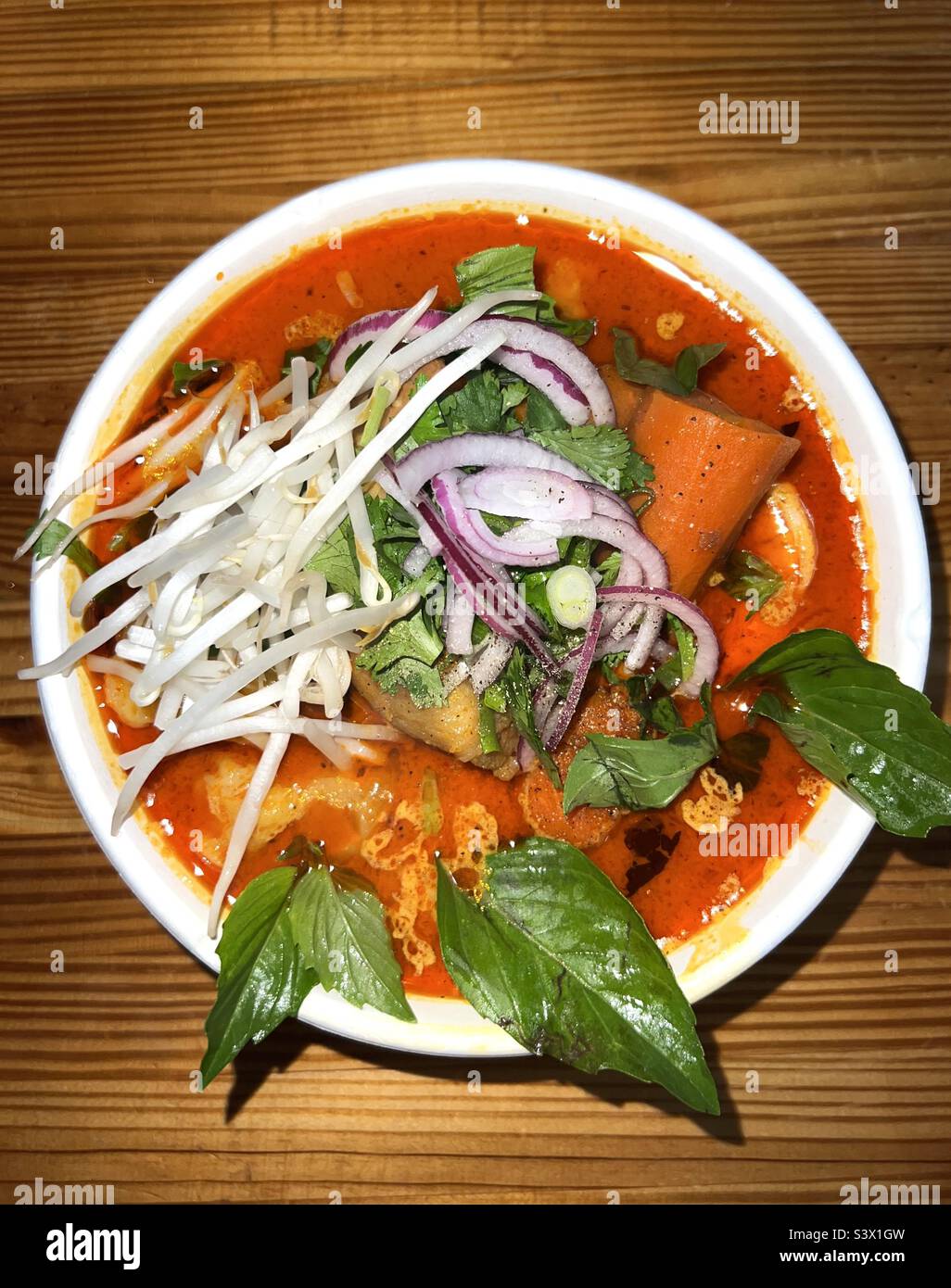 Curry noodle soup Stock Photo