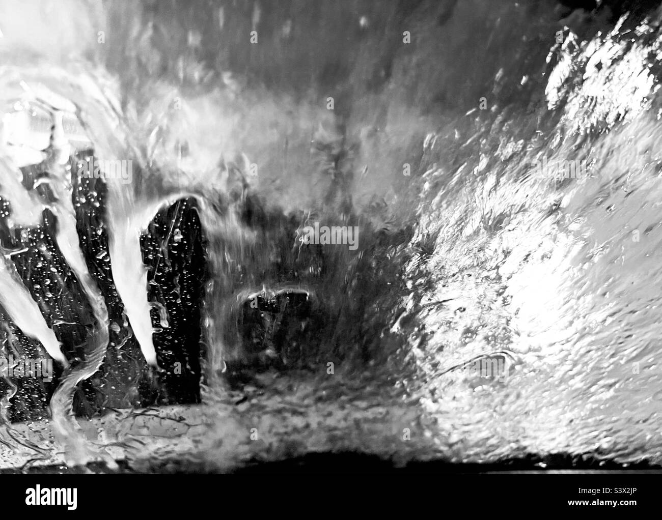 Black and white photo of water splashing Stock Photo
