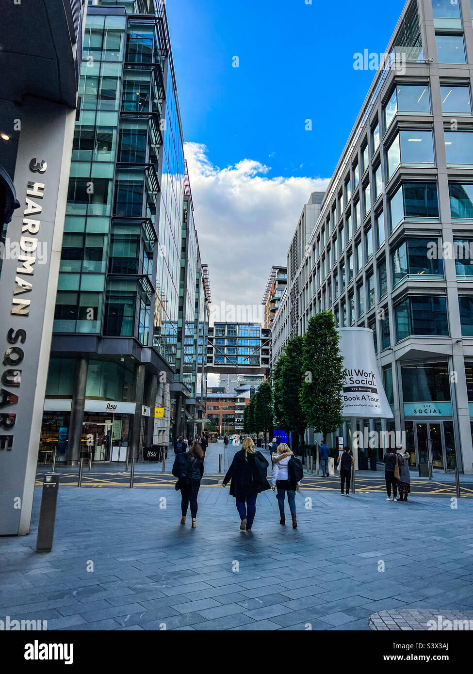 Left Bank bars and apartments in Spinningfields in Manchester UK - Smartphone Captured Stock Image