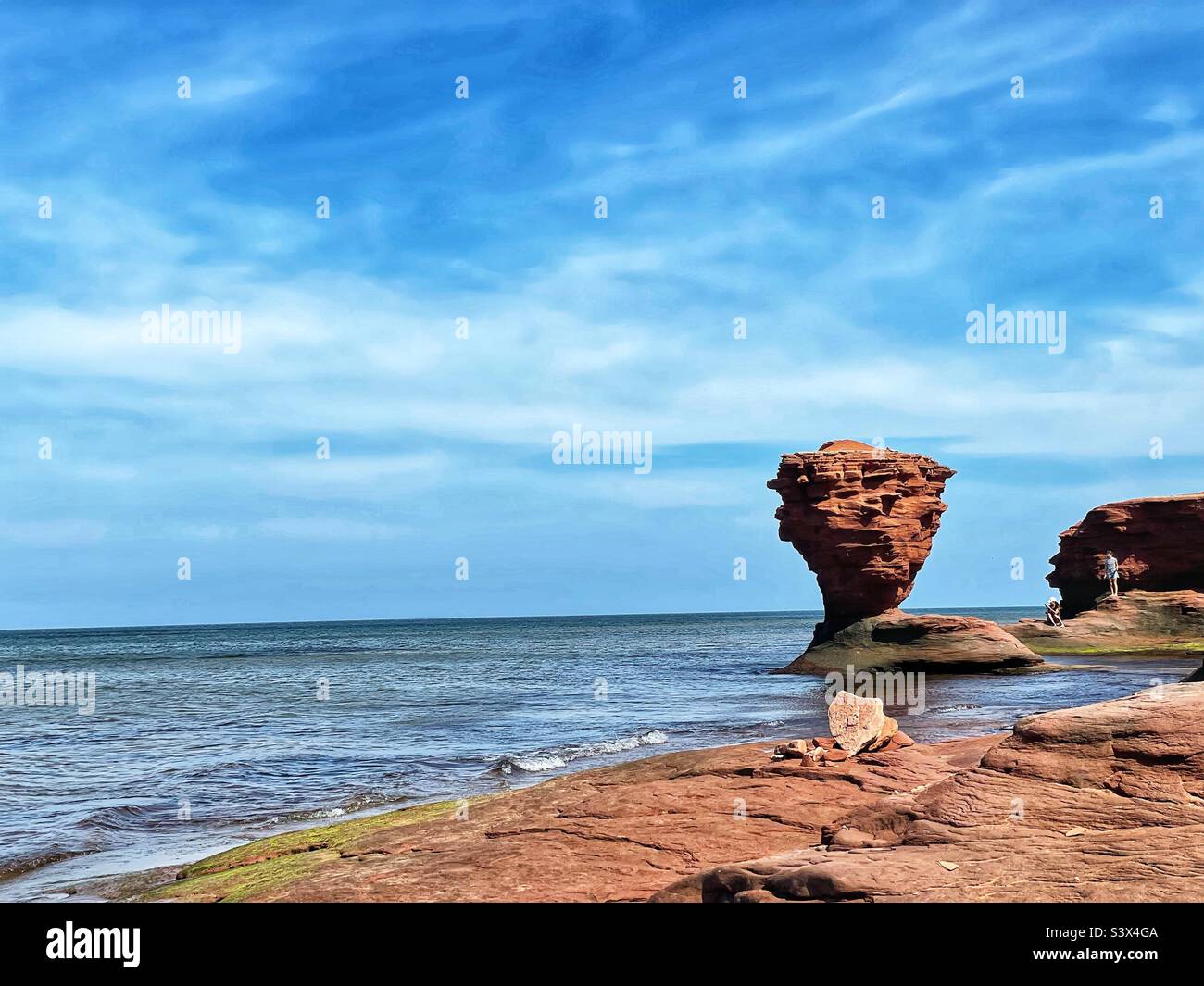 A rock formation called teacup rock along the north shore of Prince Edward Island, Canada. - Smartphone Captured Stock Image