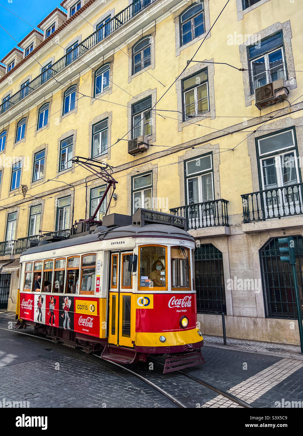 Traditional tram in Lisbon Portugal Stock Photo