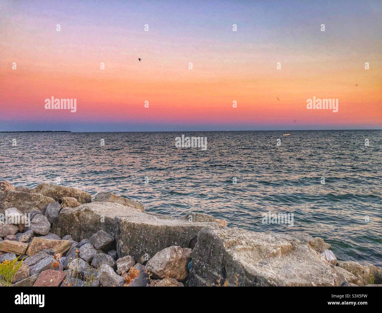 Beautiful sunset over Lake Ontario, Toronto, Canada. Stock Photo