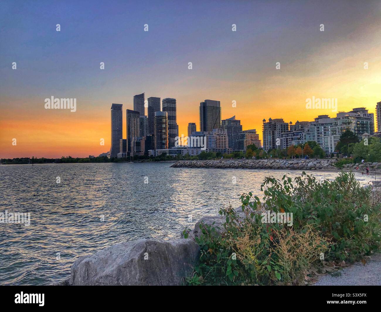 Sunset over a Toronto neighbourhood. Stock Photo