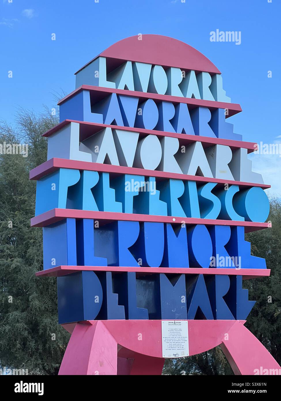 Closeup view of a colorful monument in San Benedetto del Tronto, Marche region, Italy - Smartphone Captured Stock Image