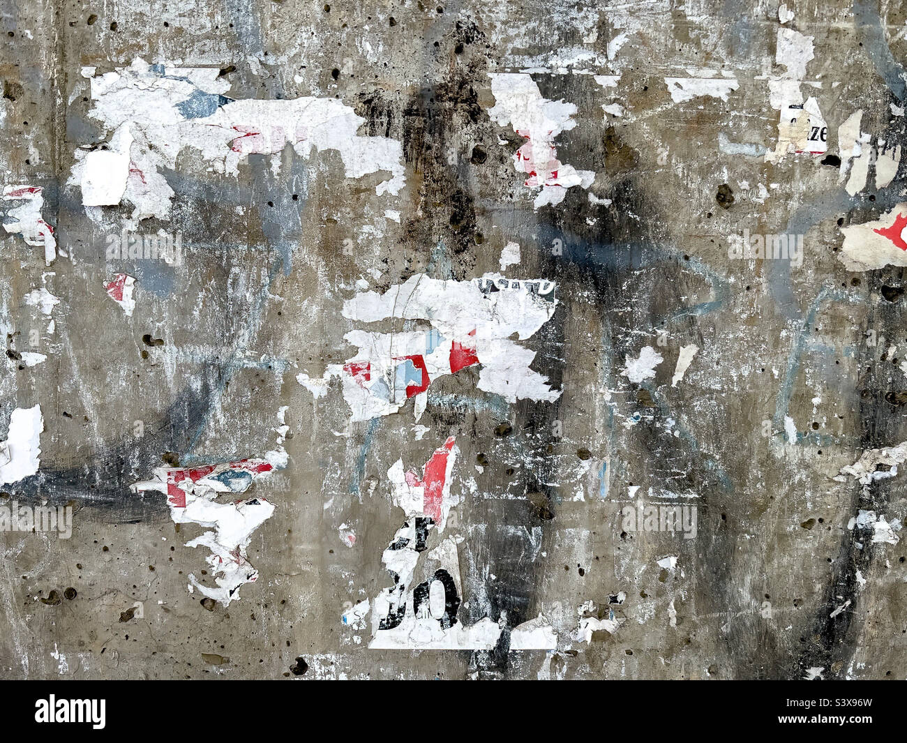 Grunge texture, concrete wall with torn paper - Smartphone Captured Stock Image