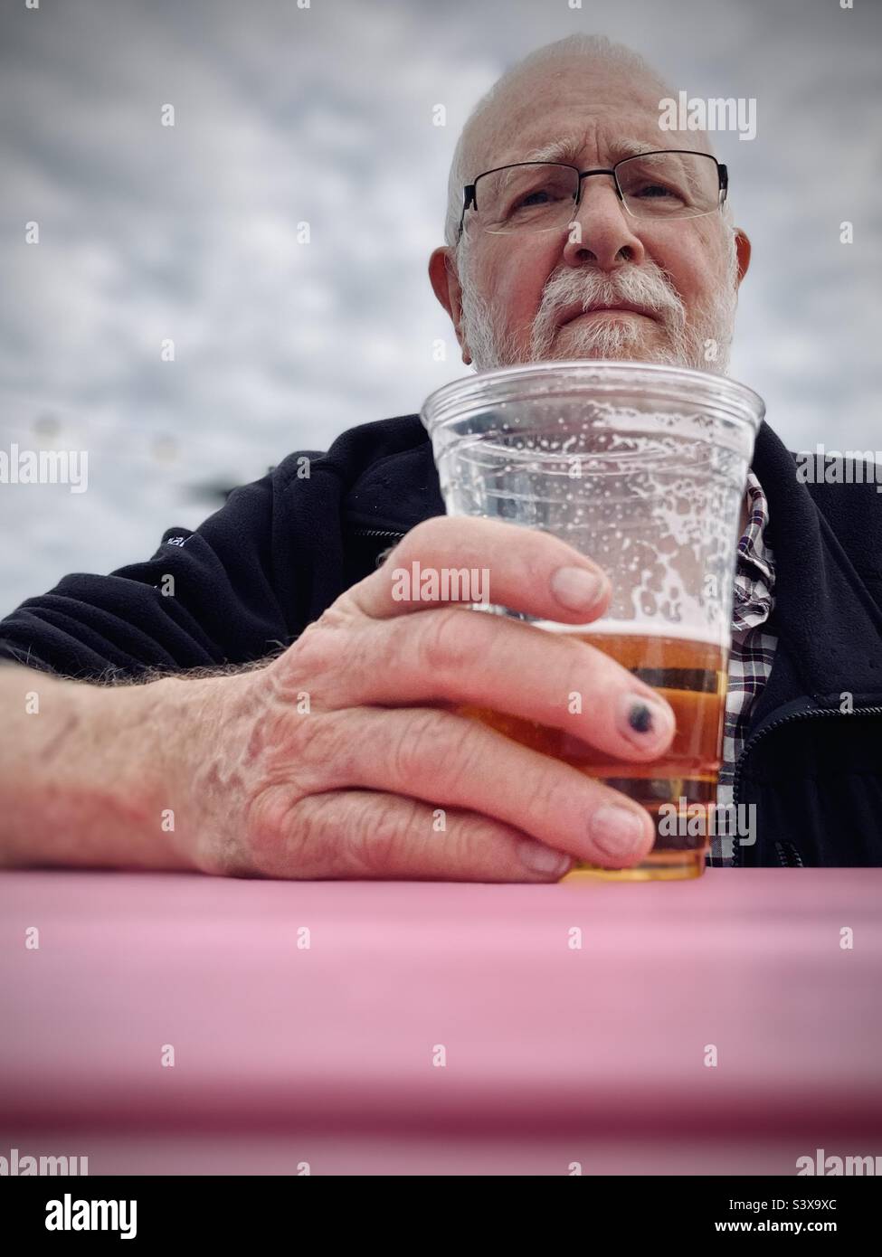 Older Working Man Drinking Alcohol Stock Photo Alamy