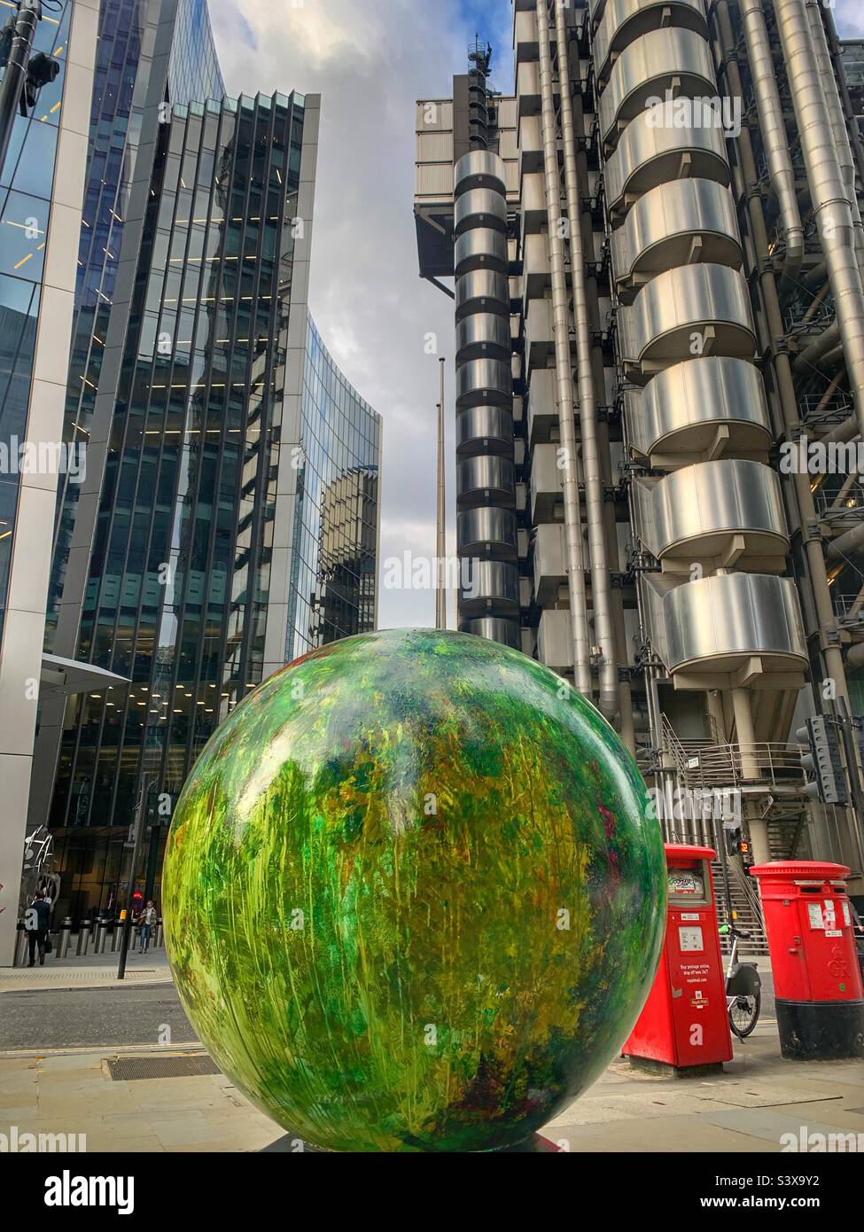 The world reimagined globe at Lloyd’s of London Stock Photo