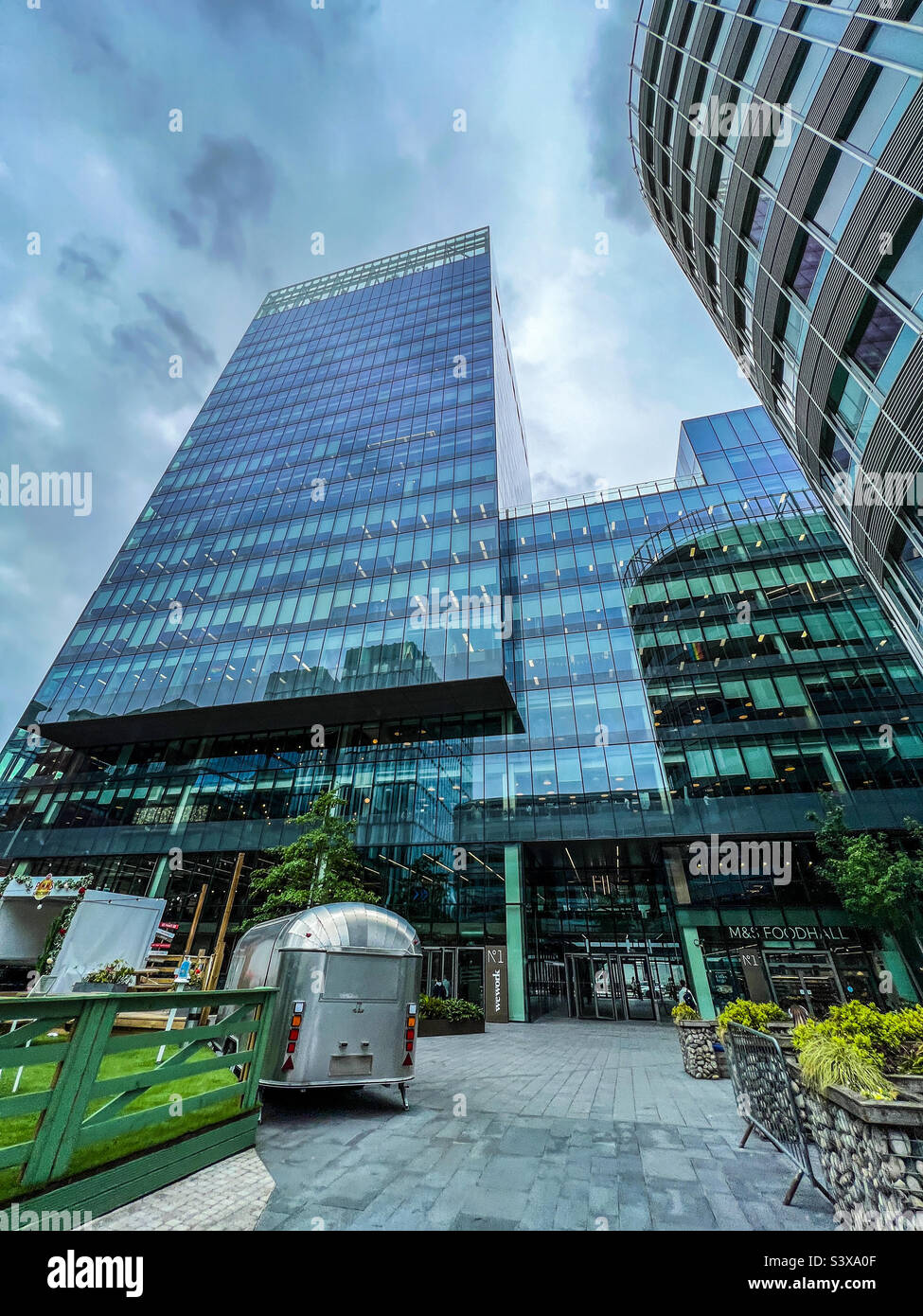 Modern glass offices in Spinningfields in Manchester City centre Stock Photo