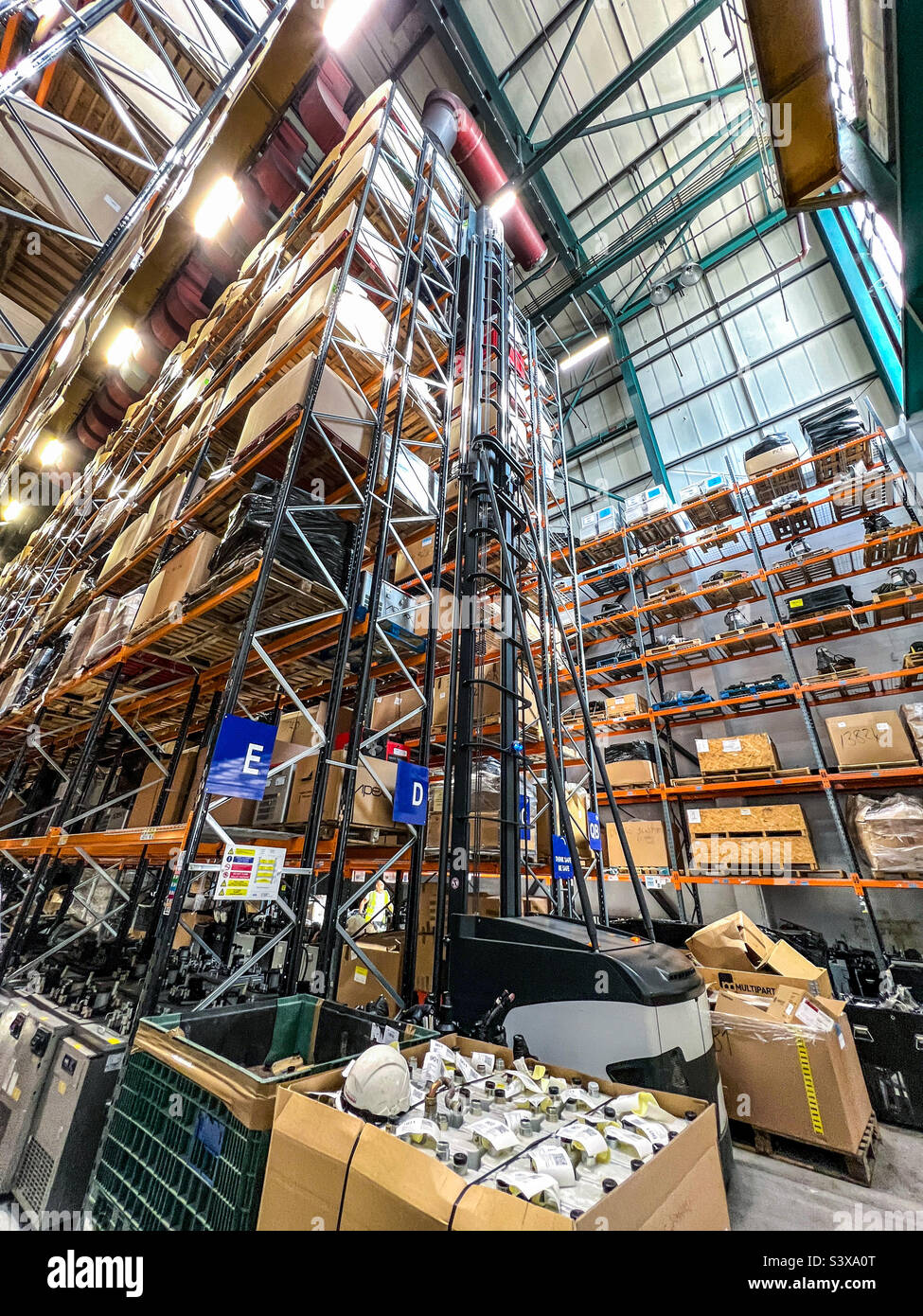 Inside a modern warehouse dealing with logistics Stock Photo