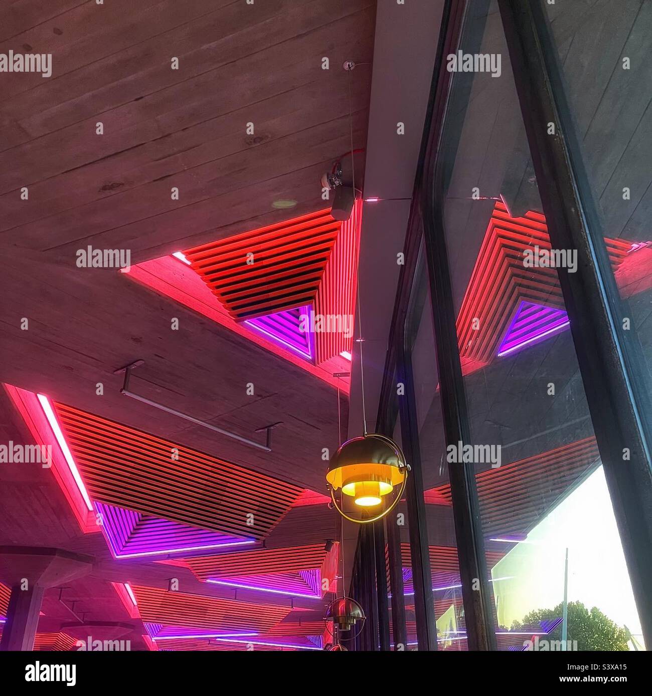 Ceiling and windows in the Queen Elizabeth II Hall, interior design - Smartphone Captured Stock Image