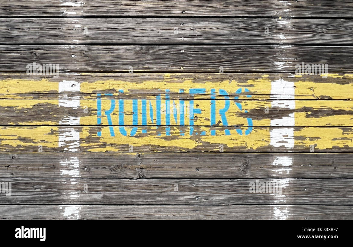 Runners lane on boardwalk - Smartphone Captured Stock Image