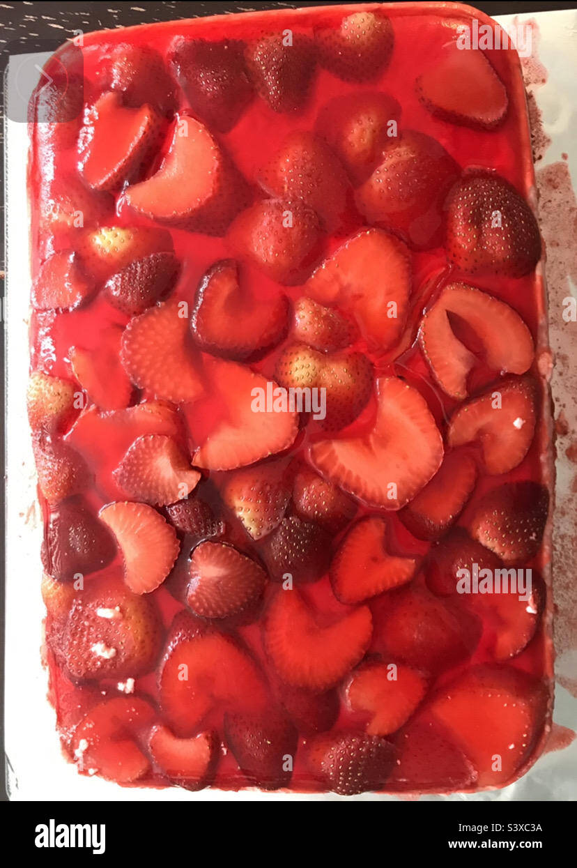 Strawberries jelly cake Stock Photo Alamy