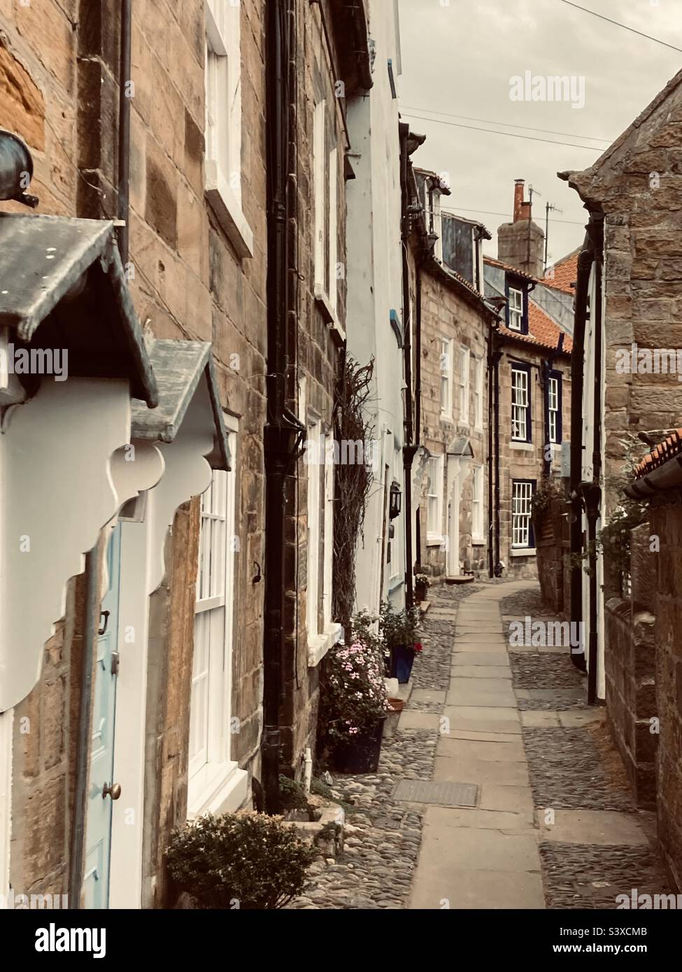 Street  of old buildings in Whitby Yorkshire Stock Photo