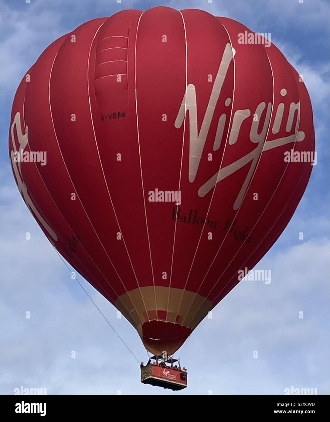 Hot air balloon in flight Stock Photo