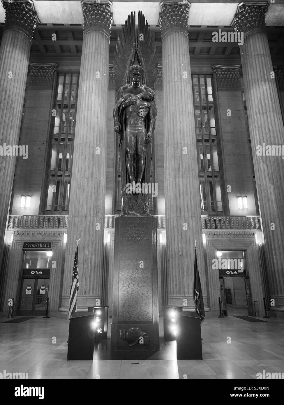 St. Michael the Archangel statue, 30th St Station, Philadelphia. Stock Photo