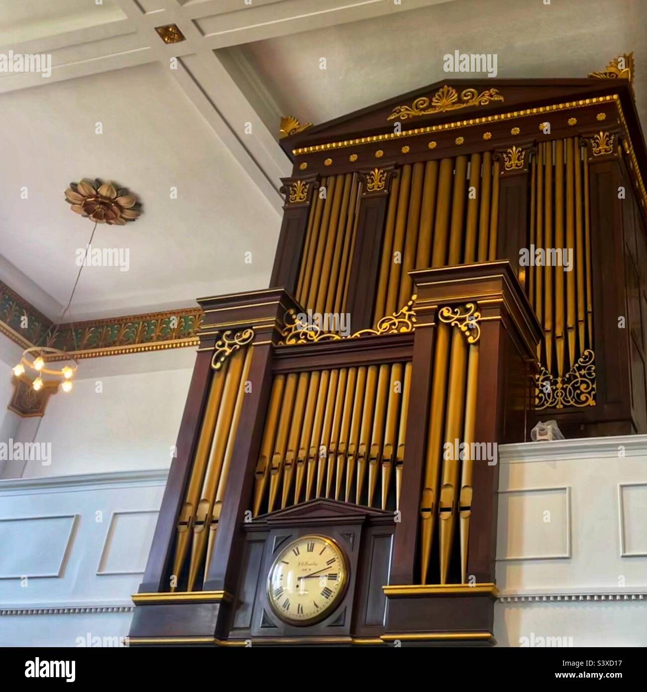 St John’s Church organ was by Bishop & Sons, dating from the construction of the church in 1824.[7] Badly damaged by the war-time bombing, it was restored in 1951 by Noel Mander located in Waterloo - Smartphone Captured Stock Image