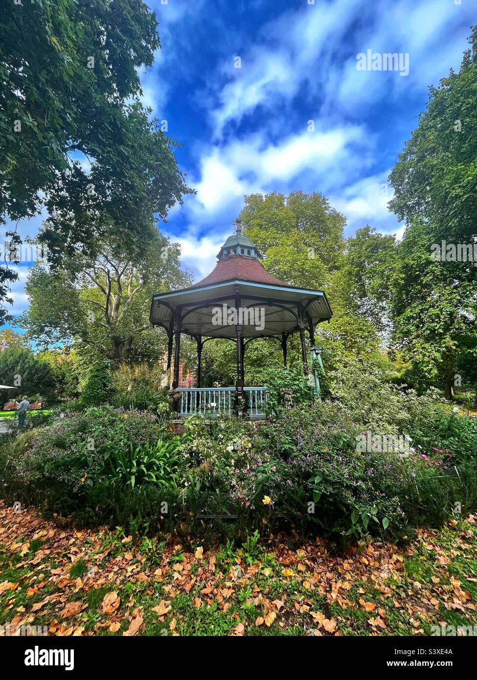 Myatt's Fields Park is a beautiful Victorian park in Camberwell, South East London - C19th bandstand in the gardens - Smartphone Captured Stock Image