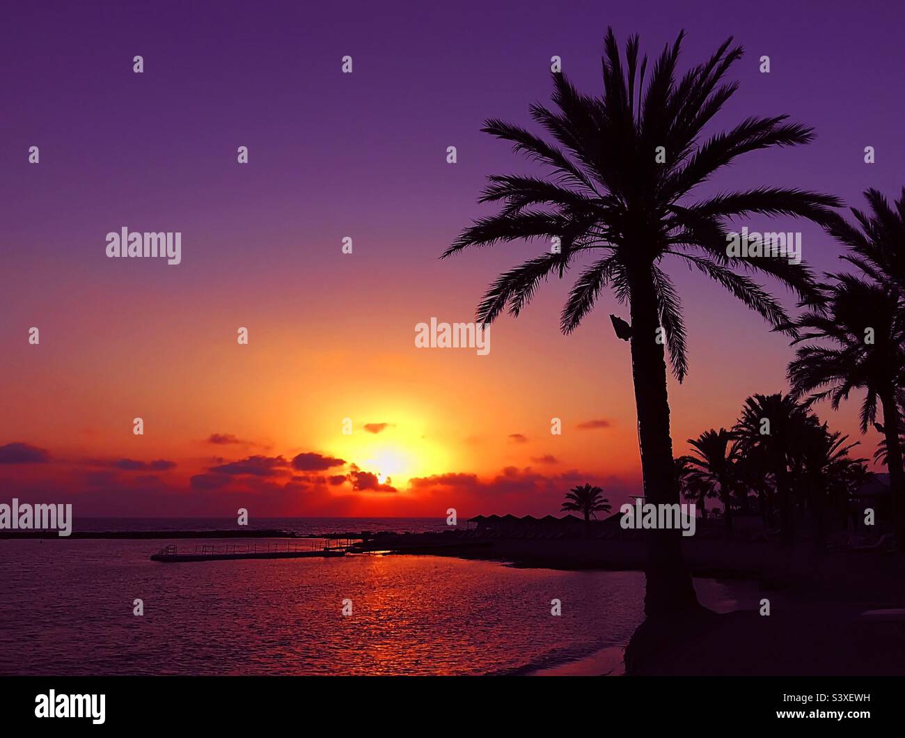 Tropical sunset over the seaside in ciprus - Smartphone Captured Stock Image