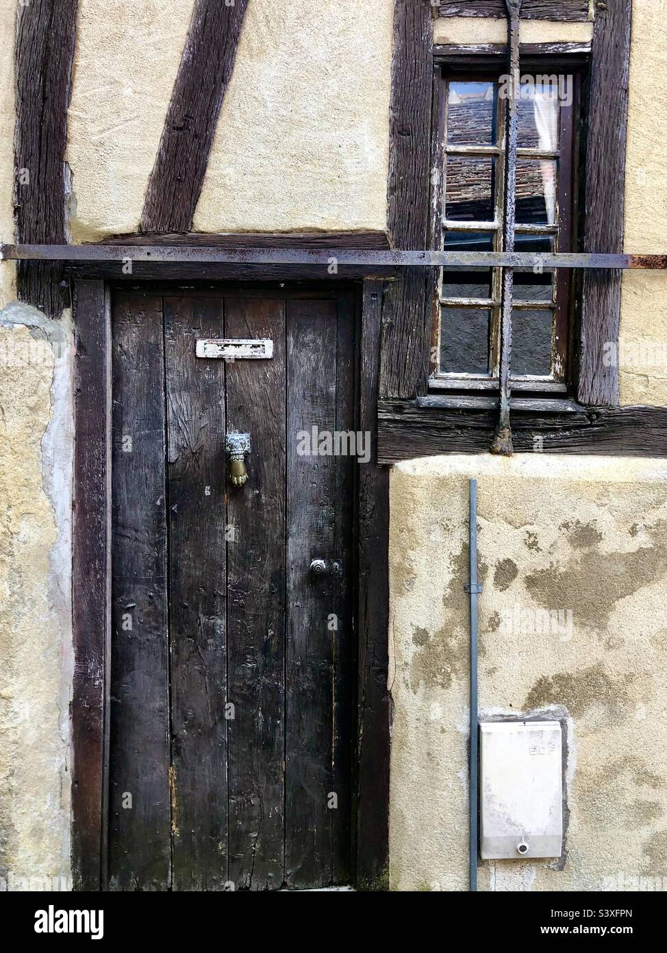 An ancient wooden door and window Stock Photo - Alamy