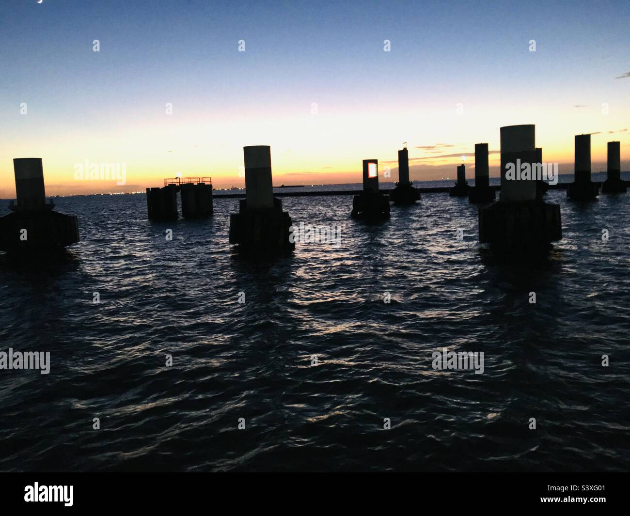 Docks for Ferry at Bolivar Peninsula, Texas Stock Photo