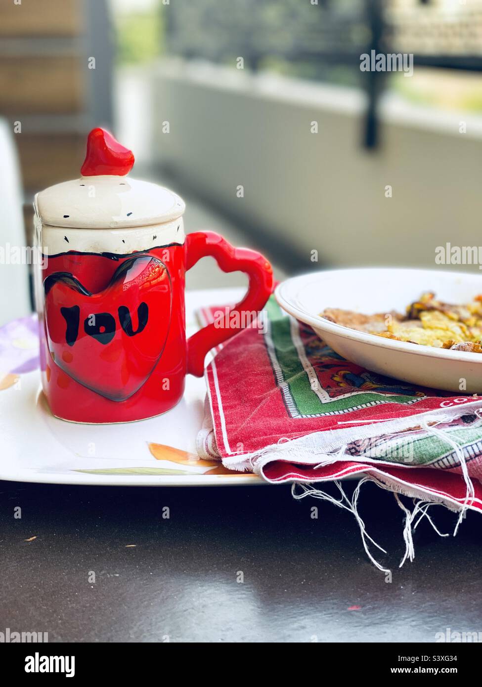 A cup of tea and memory of lover have a stron relationship Stock Photo