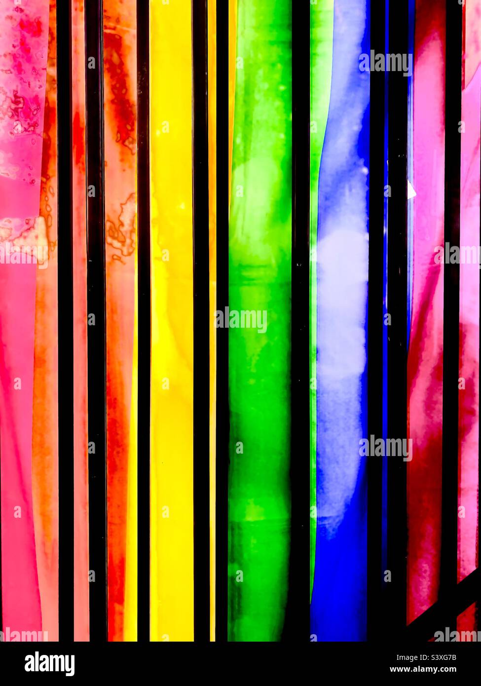 Vertical Striped Tie-dye Rainbow Background - Smartphone Captured Stock Image