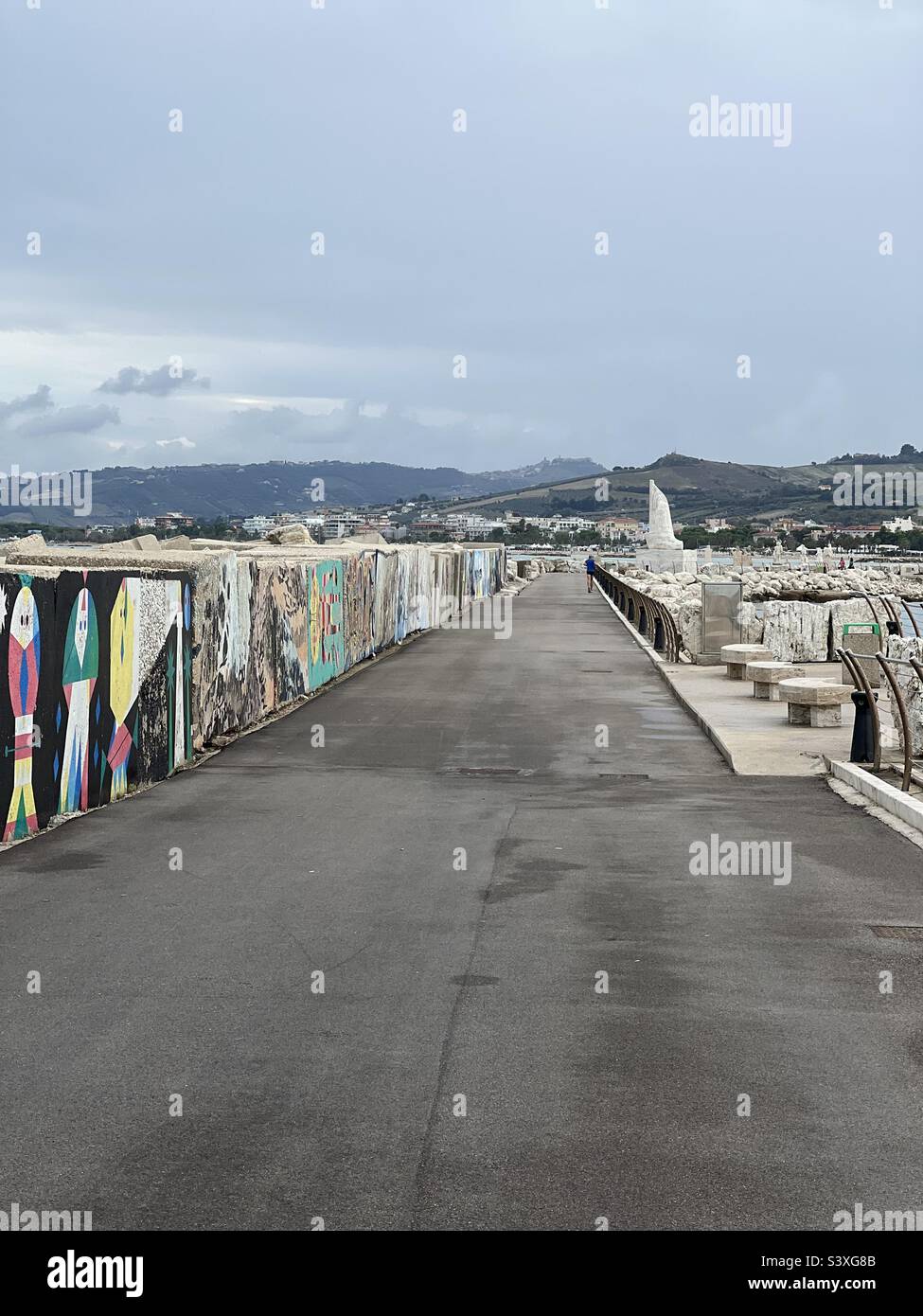 Southern pier promenade view, San Benedetto del Tronto, Marche region, Italy - Smartphone Captured Stock Image